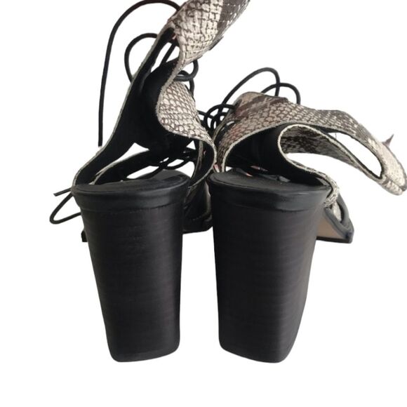 Free People Snake Print Lennon Leather Sandal Block Heel Lace Up Cutout 39 - Picture 8 of 8
